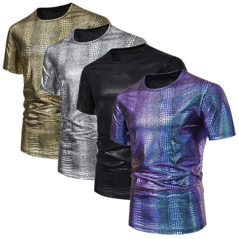 Men'S Shoes With Velcro - T-shirt graphique en peau de crocodile