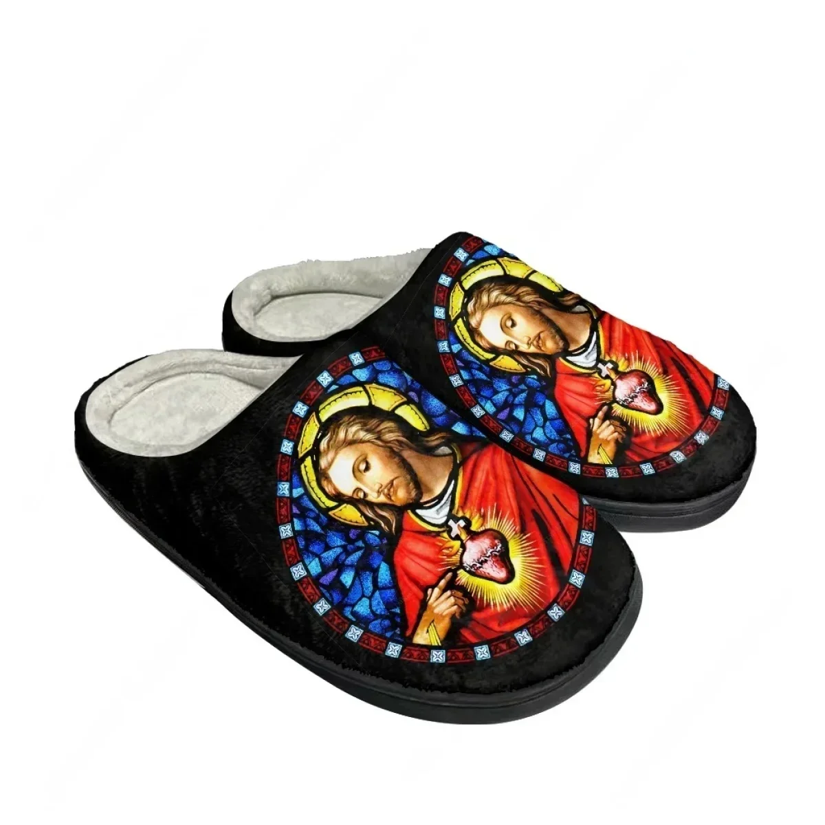 Men Shoes For Winter - Pantoufles en coton avec motif religieux
