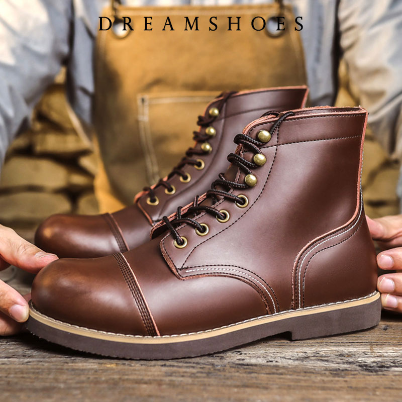 Bottines de moto en cuir de va - Men'S Shoes Temu avis et prix