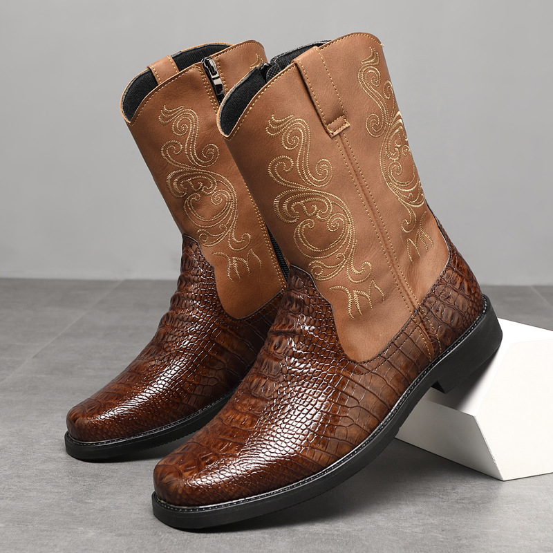 Bottes de cowboy hautes et lar - Men'S Shoes With Wide Toe Box avis et prix