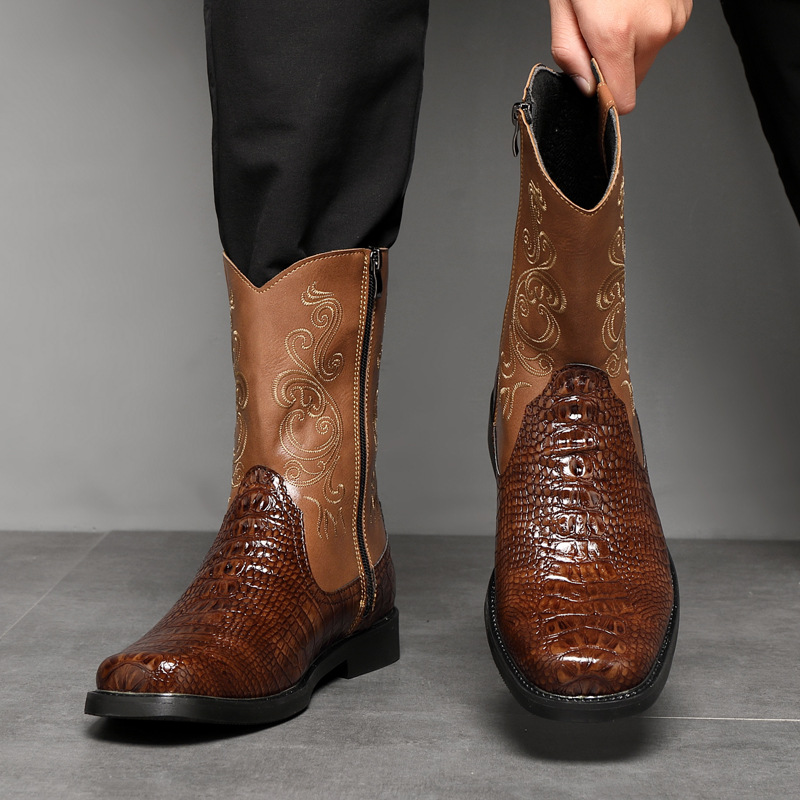 Bottes de cowboy hautes et lar - Men'S Shoes With Wide Toe Box avis et prix