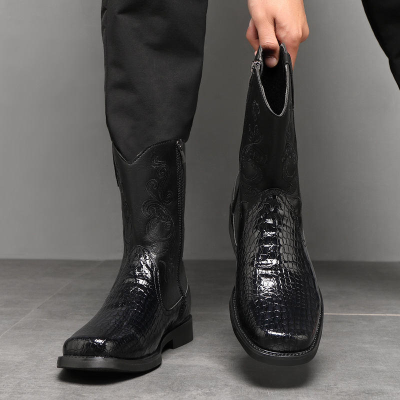 Bottes de cowboy hautes et lar - Men'S Shoes With Wide Toe Box avis et prix