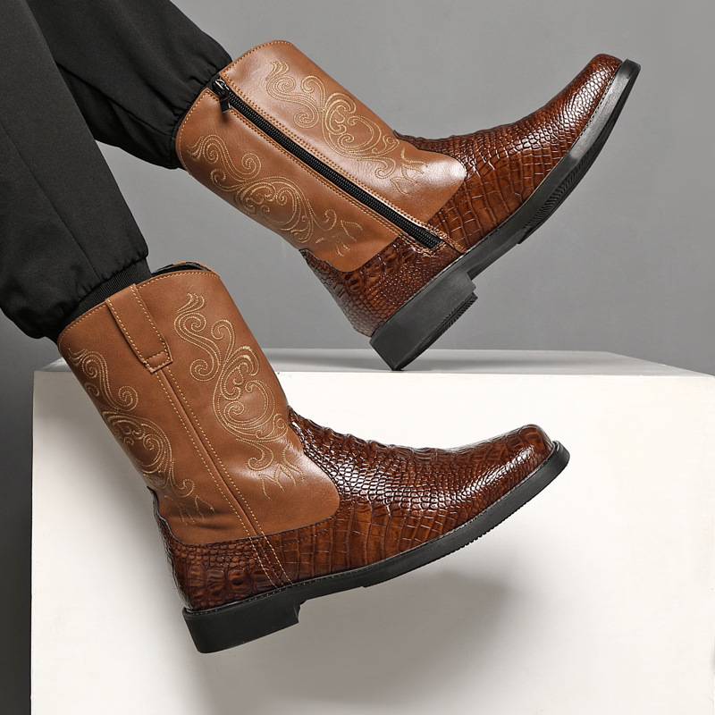 Bottes de cowboy hautes et lar - Men'S Shoes With Wide Toe Box avis et prix