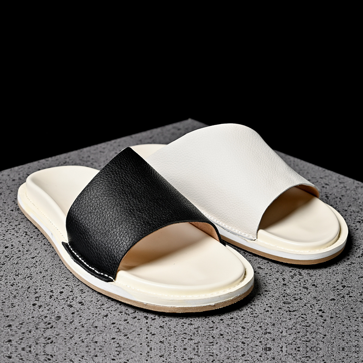 Pantoufles en cuir véritable p - Men'S Shoes Temu avis et prix